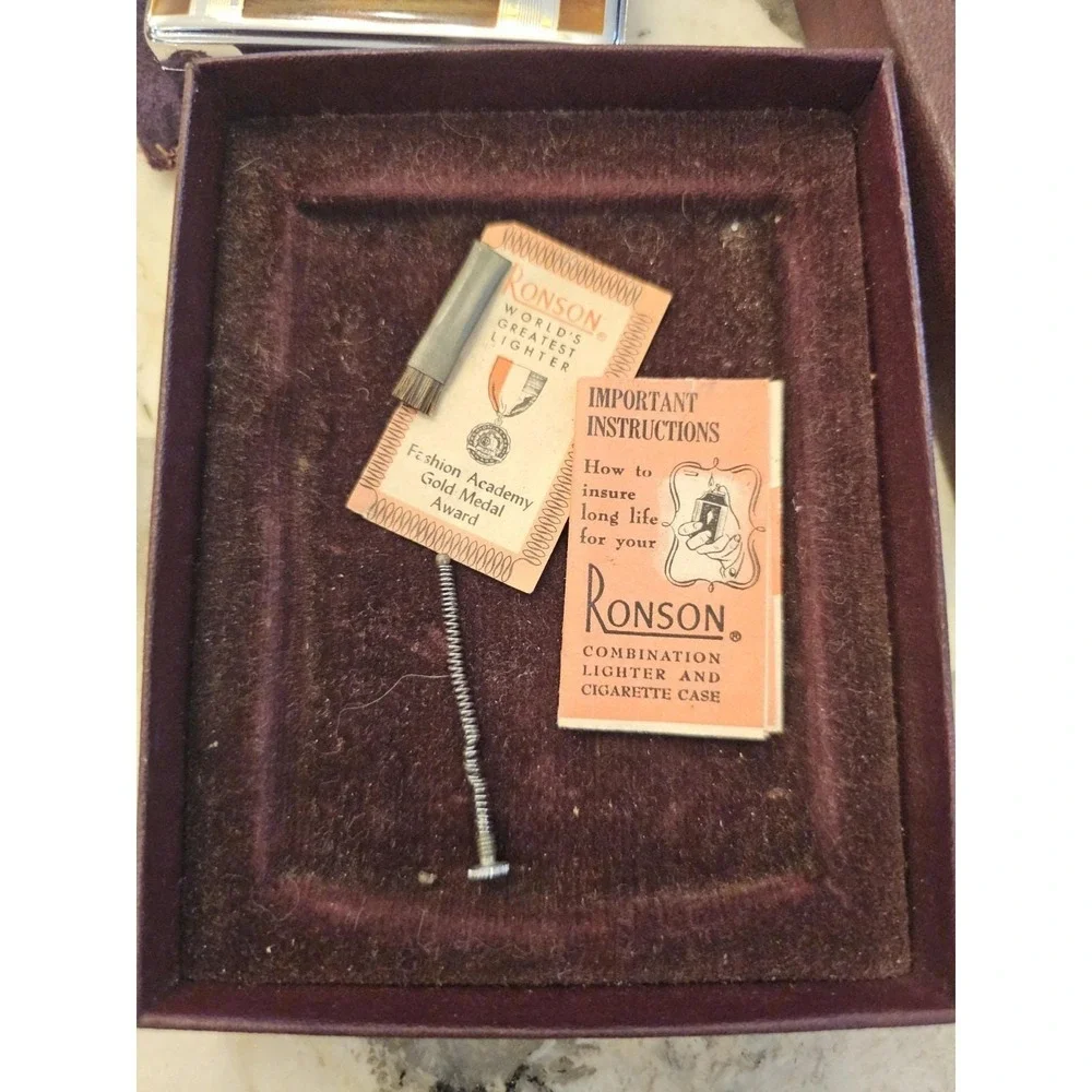 Vintage Ronson Twentycase Lighter and Cigarette Case Combo In Orignal Box